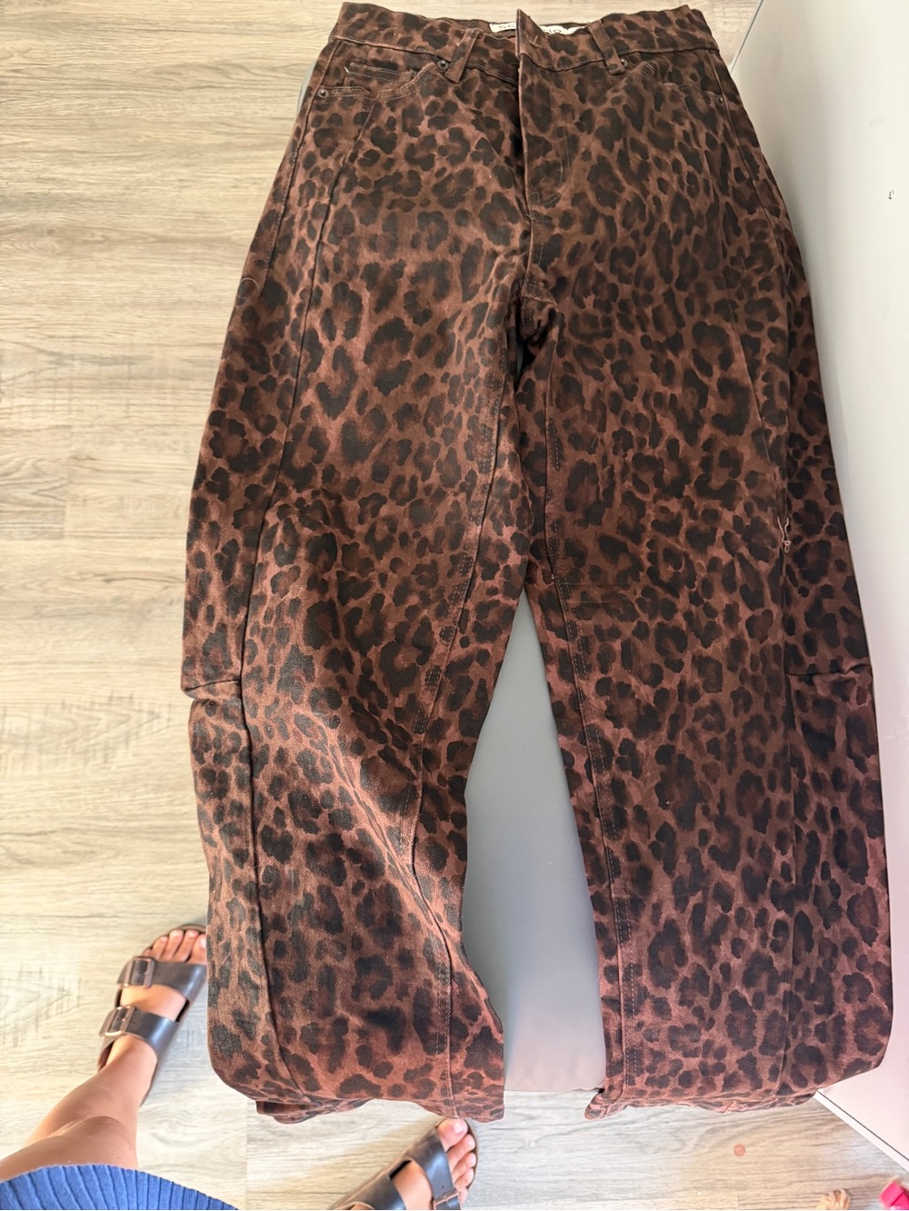Leopard Print Brown Barrel Bottoms